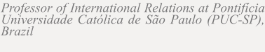 Professor of International Relations at Pontifícia Universidade Católica de São Paulo (PUC-SP), Brazil